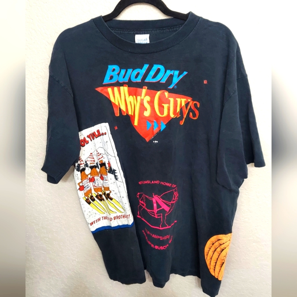 Vintage 90's Bud Dry Short Sleeve Shirt ☆ Black Unisex Size XL Graphic Tee RARE!